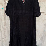 Johnny Was Black Eyelet V Neck Shift Mini Dress Photo 0
