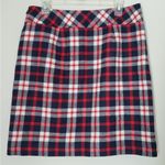 Talbots NWT Boho Red Navy Plaid Wool Mini Skirt Sz 14W Photo 5