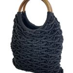 Sigrid Olsen  Womens Black Macrame Knit Crochet Hobo Beach Summer Tote Handbag OS Photo 0