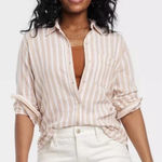 Universal Threads Linen Stripe Button Up Shirt Long Sleeve Universal Thread Small Photo 0