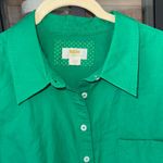 Anthropologie Maeve  button down shirt tunic pocket collar short sleeve kelly top Photo 1