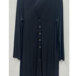 Susan Graver  Liquid Knit Button Front Dress Size Medium Black/gold Office Career Photo 0