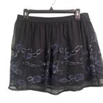 Hollister Black Mesh Sequin Embroidered Mini Skirt Y2K Party Club Skater Large Photo 0
