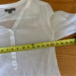 Tommy Bahama  Sheer Gauzy 100% Cotton White Henley Shirt Roll Tab Sleeves Small Photo 7
