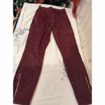 7 For All Mankind Women's Burgundy Cargo Skinny Jeans Size 27 Photo 2