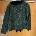 Alberto Makali Vintage Women’s V Neck Ruffle Cardigan Black Metallic Thread L Photo 2