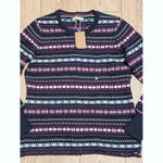 G.H. Bass & Co. Womens L Large Sweater Crewneck Fair Isle Navy Blue NWT NEW Photo 1