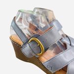 Born Wedge Sandals Womens Size 9 M Blue Leather Strappy Buckle Comfort Shoes Photo 5