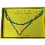 Paige Harper Turquoise Gold Circle Beaded Necklace Fine Silver Plated New in box Photo 0