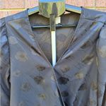 A New Day Long Sleeve Surplice Top Blouse Solid Black Floral Size small EUC Photo 6