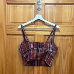 Urban Outfitters Outfitter Size Large Deep Red/Orange and Navy Blue Plaid Tank Top. Photo 5