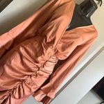 Cider NEW  Satin V-neck Ruched Bell Sleeve Mini Dress 0XL NWT Photo 3