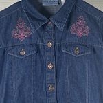 Wrangler Shirt Womens Medium Blue Denim Western Rancher Rodeo Farm Embellished Photo 1