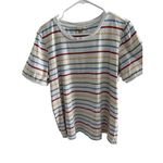 Downeast ‎ Multi-Color Stripe Puff Sleeve Tee | Size Large Photo 1