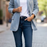 Lauren Ralph Lauren Denim Blazer Women 12 Preppy Chic Boho Business Jacket Blue Photo 0