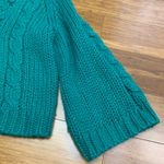 EXPRESS  Green Cable Knit Cardigan Sweater Shawl Collar Bell Sleeve Women's M Photo 2