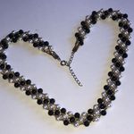 Elegant Vintage Black and White Faux Pearl Beaded Boho Necklace Photo 0