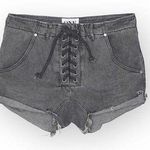 One Teaspoon new ♐︎ Superfreaks Lace Up Denim Short ♐︎ Phantom Dirty Black ♐︎ 24 Photo 0