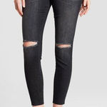 Isabel Maternity Inset Panel Jegging Distressed Raw Hem in Black Wash Size 2 Photo 0