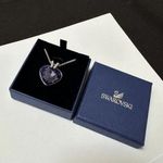 Swavorski Swarovski (Swan Signed) Purple Crystal Silver Tone Necklace With Original Box Photo 0