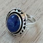 NEW Natural Blue Tanzanite 925 Sterling Silver Oval Ring Size 7 Photo 3