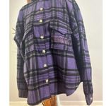 Disney  Marvel Flannel Shirt Womens L Purple Plaid Black Panther Wakanda Forever Photo 1