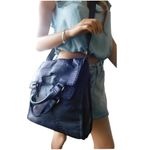 Lucky Brand Leather Abbey Road Crossbody Foldover Convertible Messenger Ink Blue Photo 2