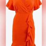 New With Tags MICHAEL Michael Kors Faux Wrap Ruffle Mini Dress Orange Size M Photo 0