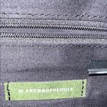 Anthropologie Black Fringe Bag with circle wood handles Photo 5