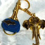 Gold Elephant Key Holder with Blue Accent Photo 0