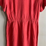 Talbots Linen Blend Shirt-Dress With Pockets Short Sleeve Red Rustic M-L Photo 0