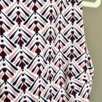 ZARA  Geometric Patterned Sleeveless Romper, White and Pink, Size Medium Photo 12