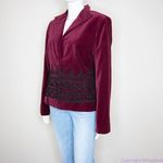 Maggy London Maggy London 100% cotton embossment burgundy velvet blazer jacket, size 10 Photo 14