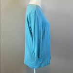 Christopher & Banks Satin Trim Crewneck 3/4 Sleeve TShirt Blue Size Large Photo 2