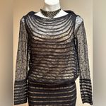 Tadashi Shoji Mermaid Delicate All Lace Gown SZ 4 Black Lace Beige Line … Photo 2