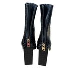 Good American Black Heel Ankle Boot Size 12 Patent Croc Embossed Square Toe NEW Photo 3