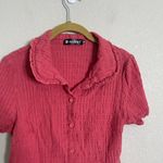 Allegra K  Crinkle Fabric Button Up Shirt Small Photo 4