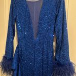 Akira YOURS TRULY HIGH LOW MAXI BLUE SEQUIN DRESS Photo 2