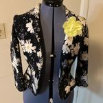 Candie's CANDIE’S Jacket Jr S Cropped Floral Knit Blazer Jewel Button 3/4 Sleeve & Skirt Photo 2