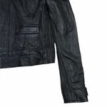 Bebe  Cropped Black Genuine Leather Jacket Photo 3