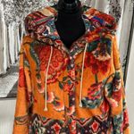 Johnny Was Biya Sasha Full Zip Orange Floral Boho Hooded Long Sherpa - XS Photo 3