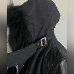 Maje  Black Fur-Trimmed navy Parka Photo 7