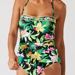 Tommy Bahama Bandeau Swimsuit One-Piece Orchid Garden Sz 4 New V-wire Swim Photo 0