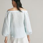 Massimo Dutti Cyan Off-the-Shoulder Linen Top Photo 2