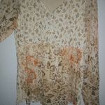 Assoluto M Boho All Over Floral Patchwork Long Sleeved Lined Top Orange Tan Size M Photo 6