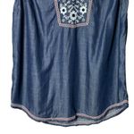 J Jill Denim Indigo Chambray Embroidered Sleeveless Blouse 100%‎ Lyocell Boho S Blue Photo 4