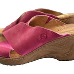 Born Shoes Born Nora Handcrafted Distressed Suede Wedge Sandal Sz 9 3” Wedge Heel Logo Photo 0