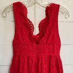 LULUS Romantic Red Eyelet Lace Midi Dress XS Photo 6