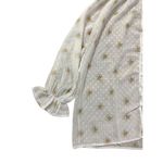 Misslook white daisy print chiffon long sleeve peasant blouse S Photo 6