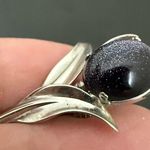 Handcrafted Unsigned Midnight Blue Goldstone Sunstone Gemstone Flower Earrings Photo 5